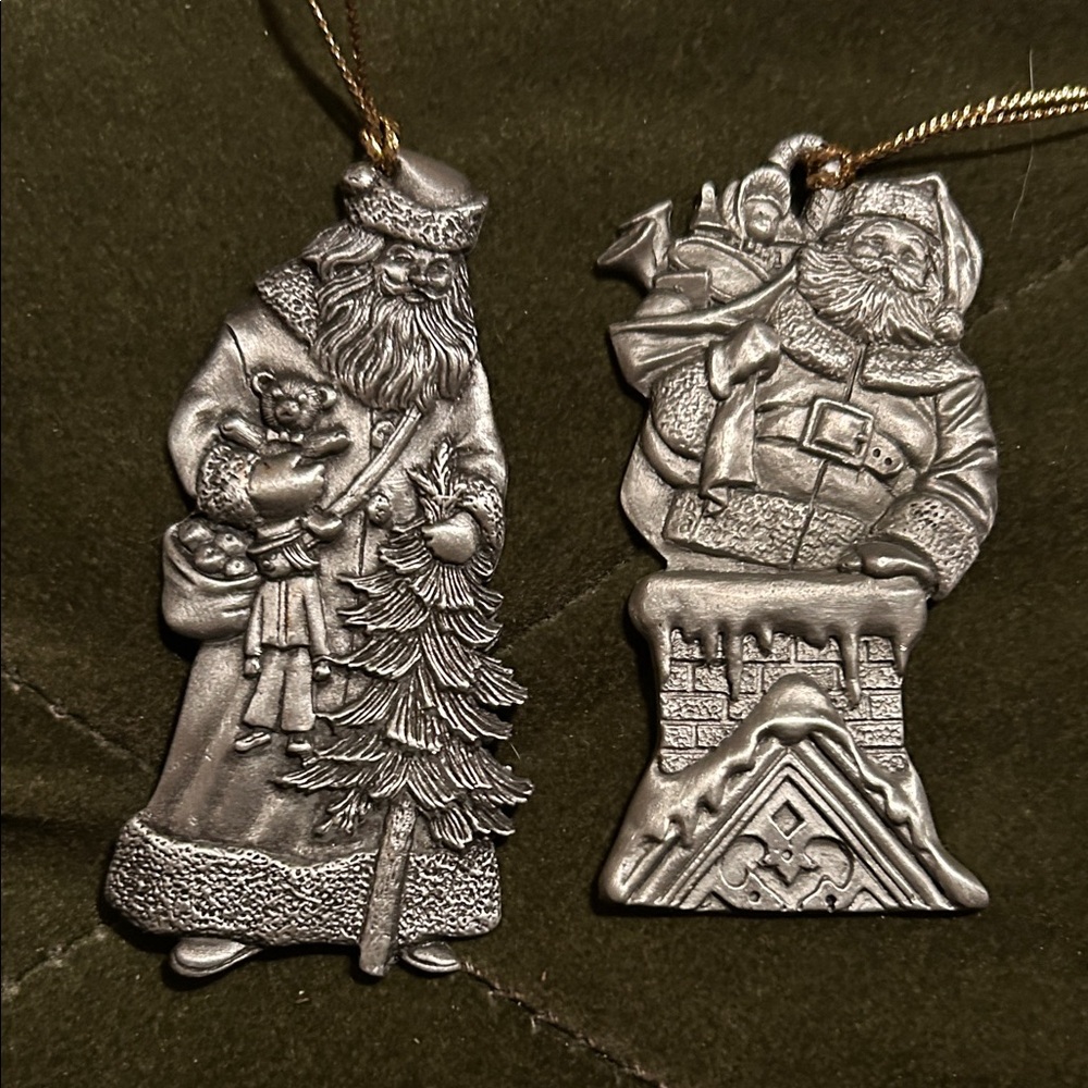 Avon Silver Santa Holiday Ornaments